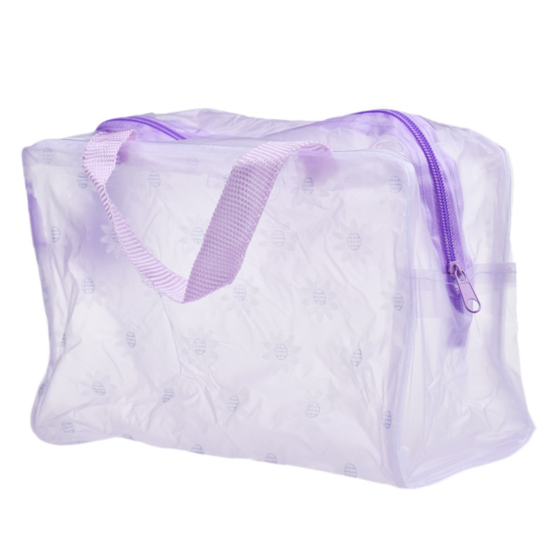 ETya 5 Farben machen-hoch Veranstalter Tasche Toilettenartikel bat Lagerung Tasche frauen wasserdicht transparent Blumen- PVC Reise kosmetik tasche: LILA