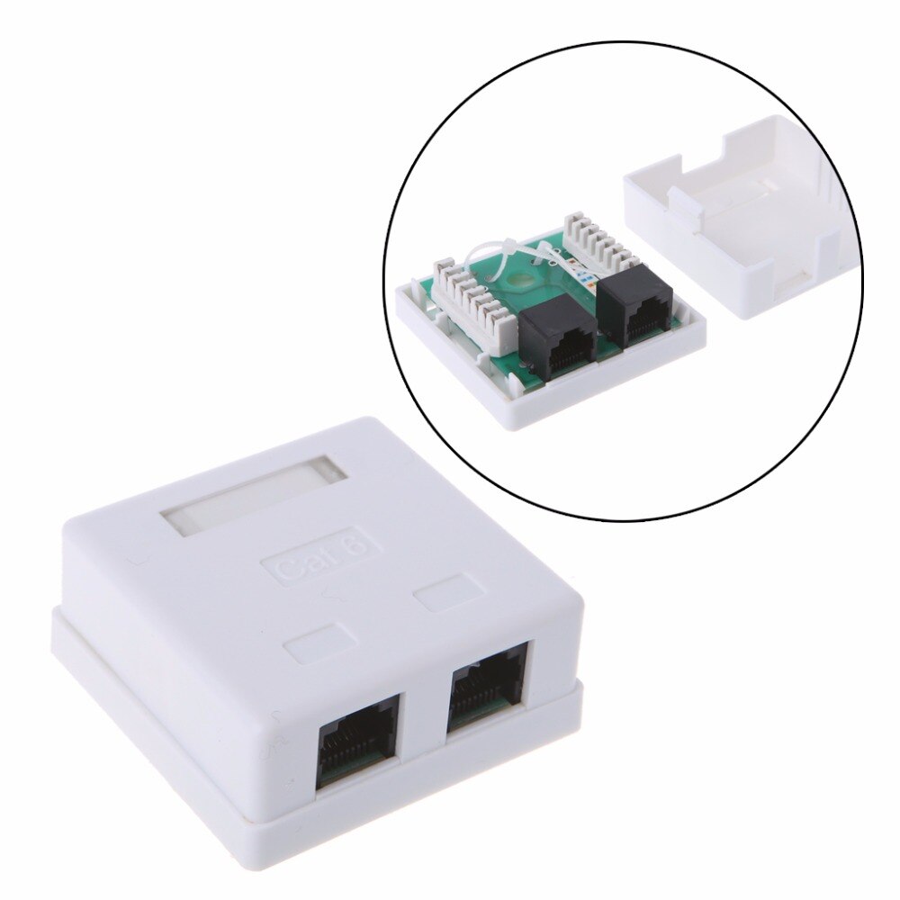 RJ45 Junction Box CAT6 Cat6e 8P8C Network Connector 2-port female-female Desktop Extension Cable Box