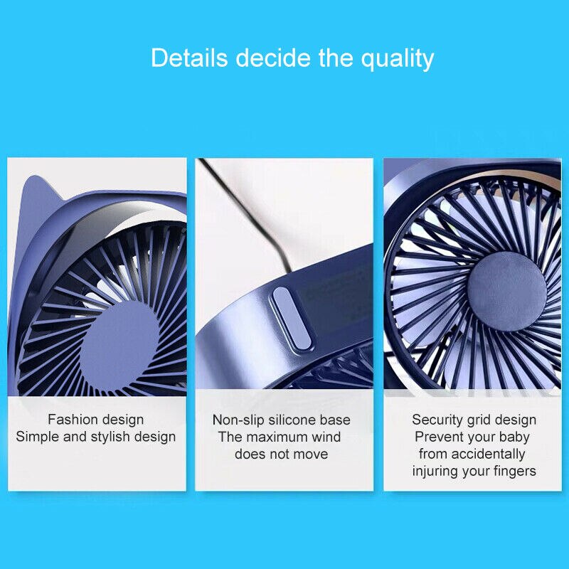 Kleine persoonlijke usb-bureauventilator, ,3 snelheden, draagbare desktop-tafelventilator, aangedreven door usb, sterke wind, stille werking, voor thuis of op kantoor.