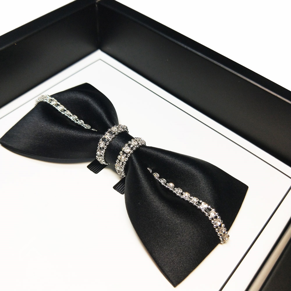 Pajarita de seda para hombre, corbata de diamante hecha a mano de lujo para boda, original, conjunto de pañuelo de corbatín retro para negocios