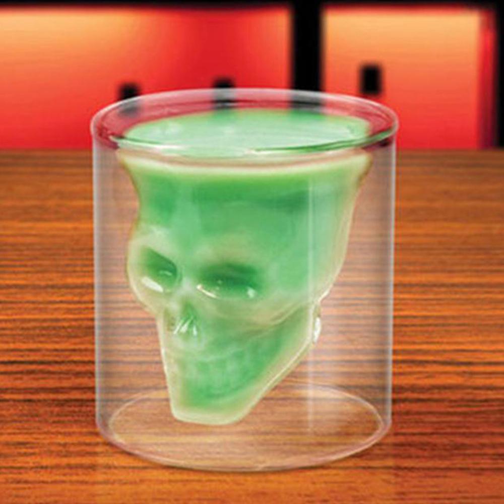 Nyhed nyeste dobbelt glas kopper væg kranium skelet whisky bar vinglas glas kop krystal kranium hoved vodka shot vinglas