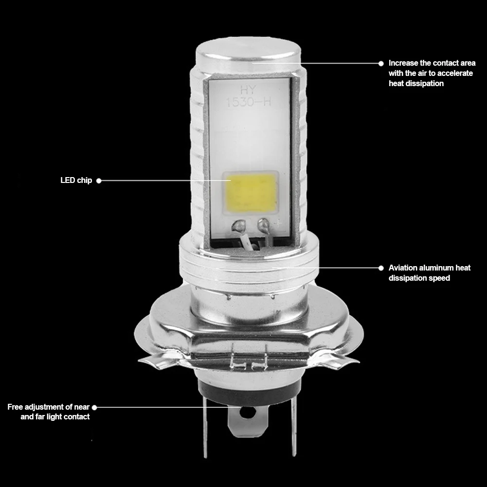 Ampoules Led pour phares H4 H6 COB, 6500k, pour moto, Scooter, véhicule électrique, lumières DRL, lumière de sécurité pour conduite nocturne, 12V-80V, 1 pièce