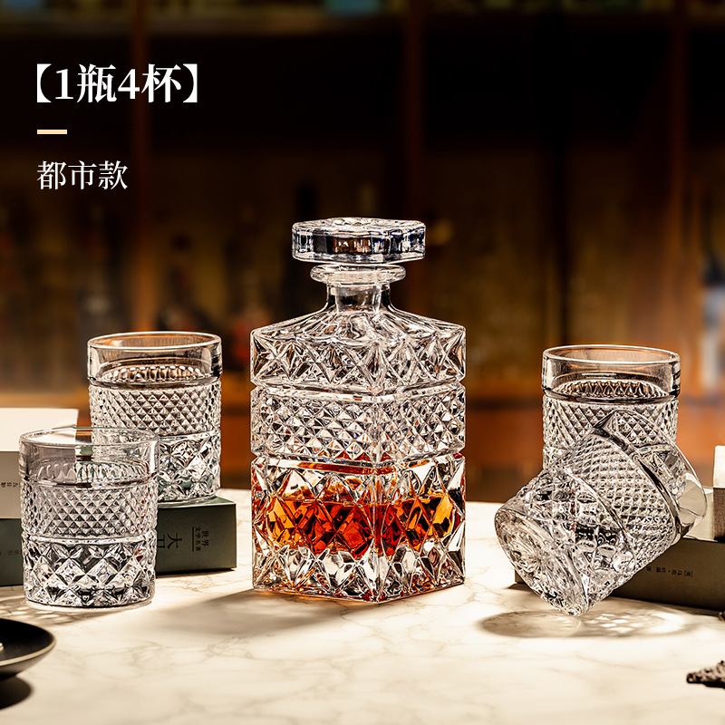 Kristallen whiskyglazenset, gegraveerde bier- en waterglazen, barset, premium glazen drankfles- en bekercollectie.: Blauw