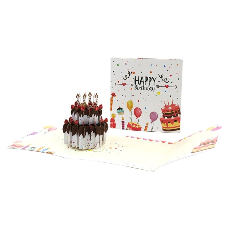 3D Pop Up Cake Greeting Cards Postcards Invitations with Envelope Birthday Party: Cake