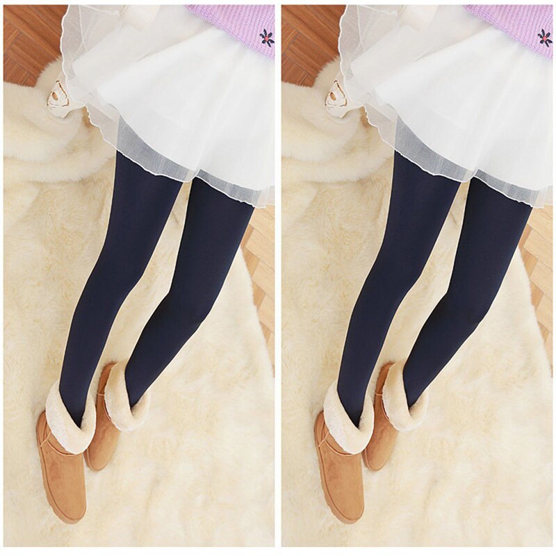 Warm Winter Tights Women's Thick Fleece Lined Thermal Stretchy Clothes Tights Woman Solid Cotton Blend Tights