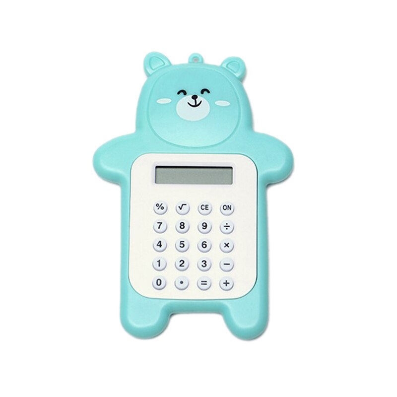 1pc mignon calculatrice de poche pratique taille 8 chiffres affichage à piles bureau Kawaii Animal calculatrice pour enfants fille: green