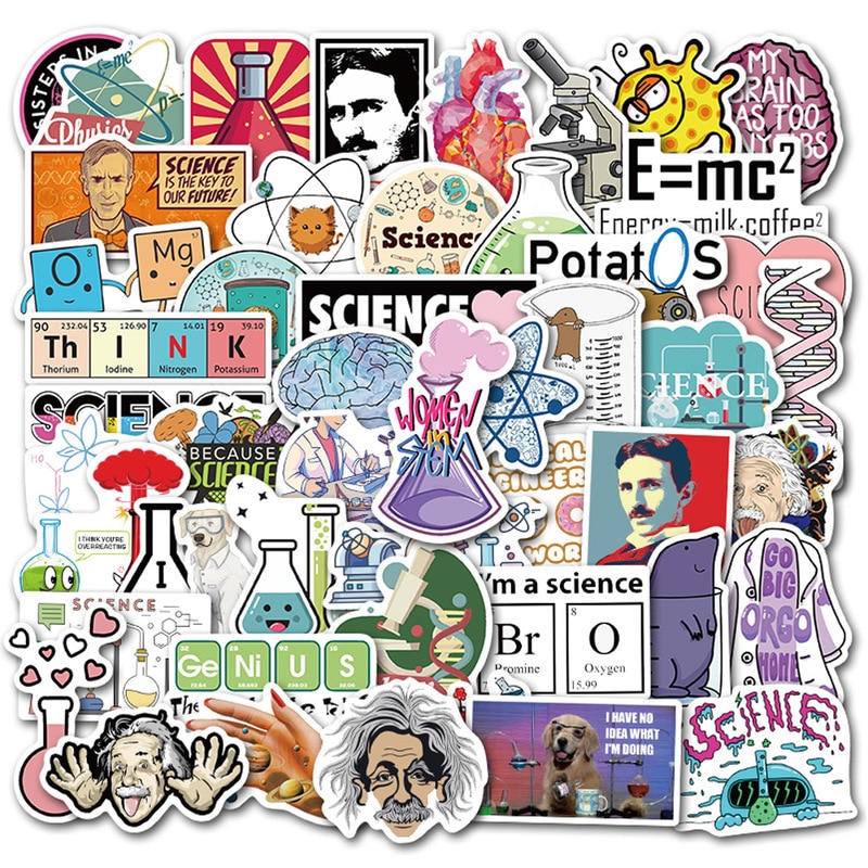 10/50Pcs Science Sticker Grappige Fysieke Element Onderwijs Sticker Voor Student Laptop Bagage Scrapbooking Briefpapier Sticker