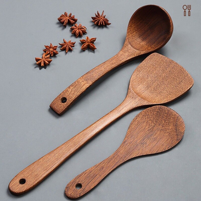 Wooden Long Handle Spatula Kitchen Non Stick Cooking Utensils Wooden Turners Spatula Spoon Kitchen Utensils