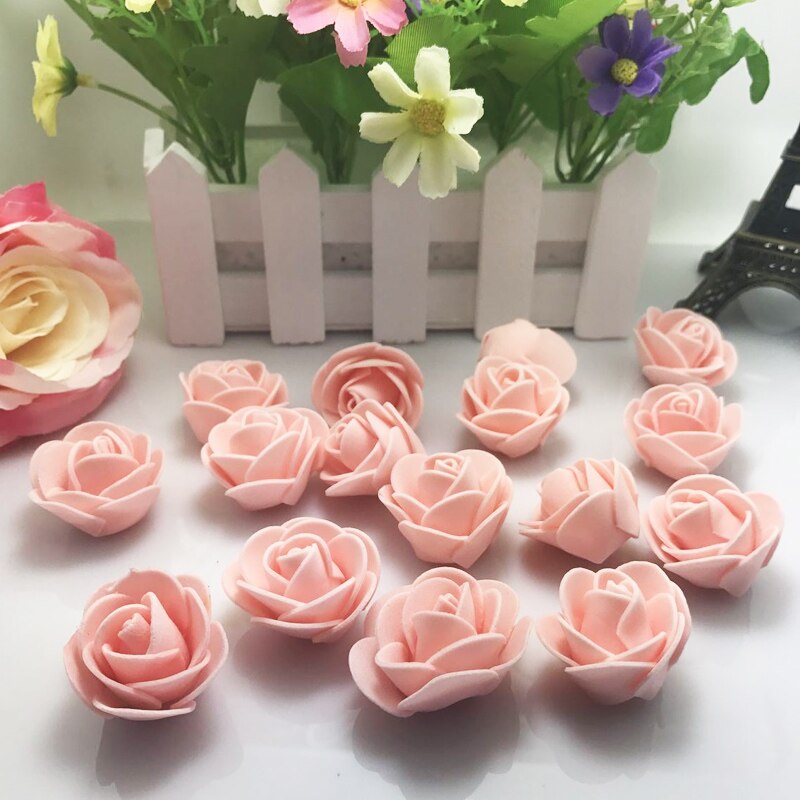 10pcs Tiffany blue Mini PE Foam Roses Artificial Flowers For Wedding Box Handmade Decoration DIY Wreath Valentine's day: champagne