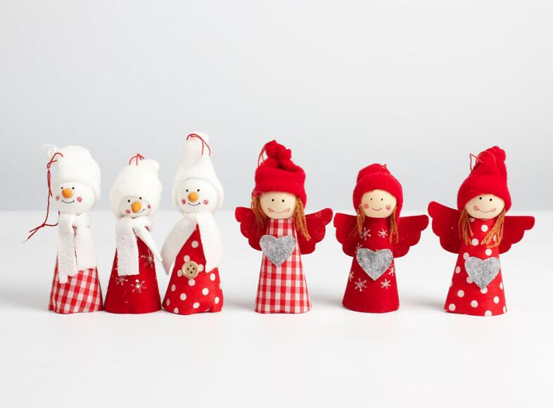 6 Stuks Kerst Engel En Sneeuwpop Doek Pop Beschrijving Kerst Opknoping Ornamenten Hanger Kerstcadeau: Default Title