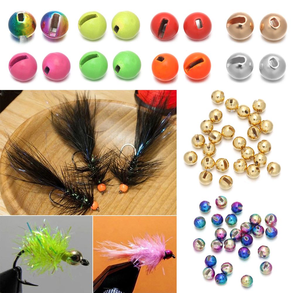 25Pcs/lot Nice Slotted Tungsten Beads Fly Tying Beads Tungsten 2.5mm/3.0mm/3.5mm/4.0mm Fly Tying Material