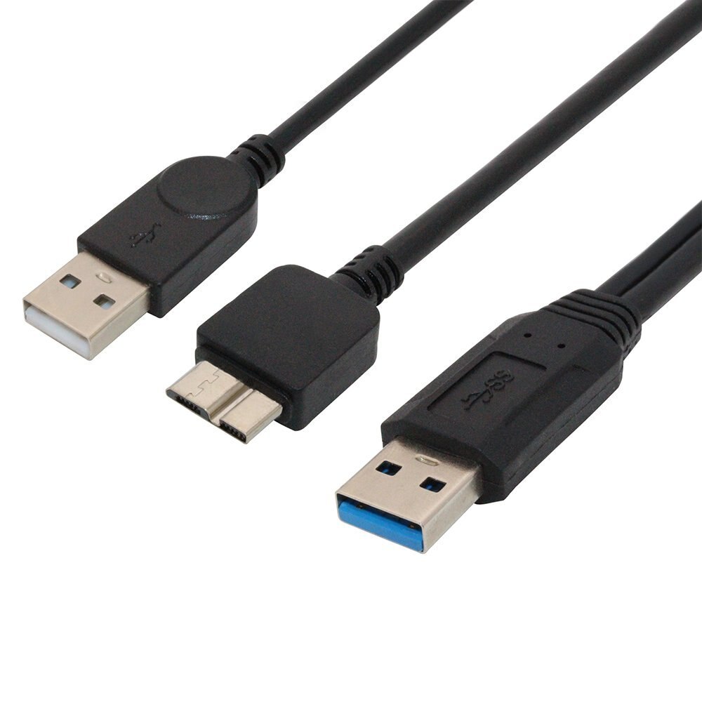 Dual USB 3.0 Type A naar Micro-B USB Y Vorm Hoge Snelheid Kabel voor Externe Harde Schijven/S-eagate/Toshiba/WD/Hitachi/Samsung/Wii-U