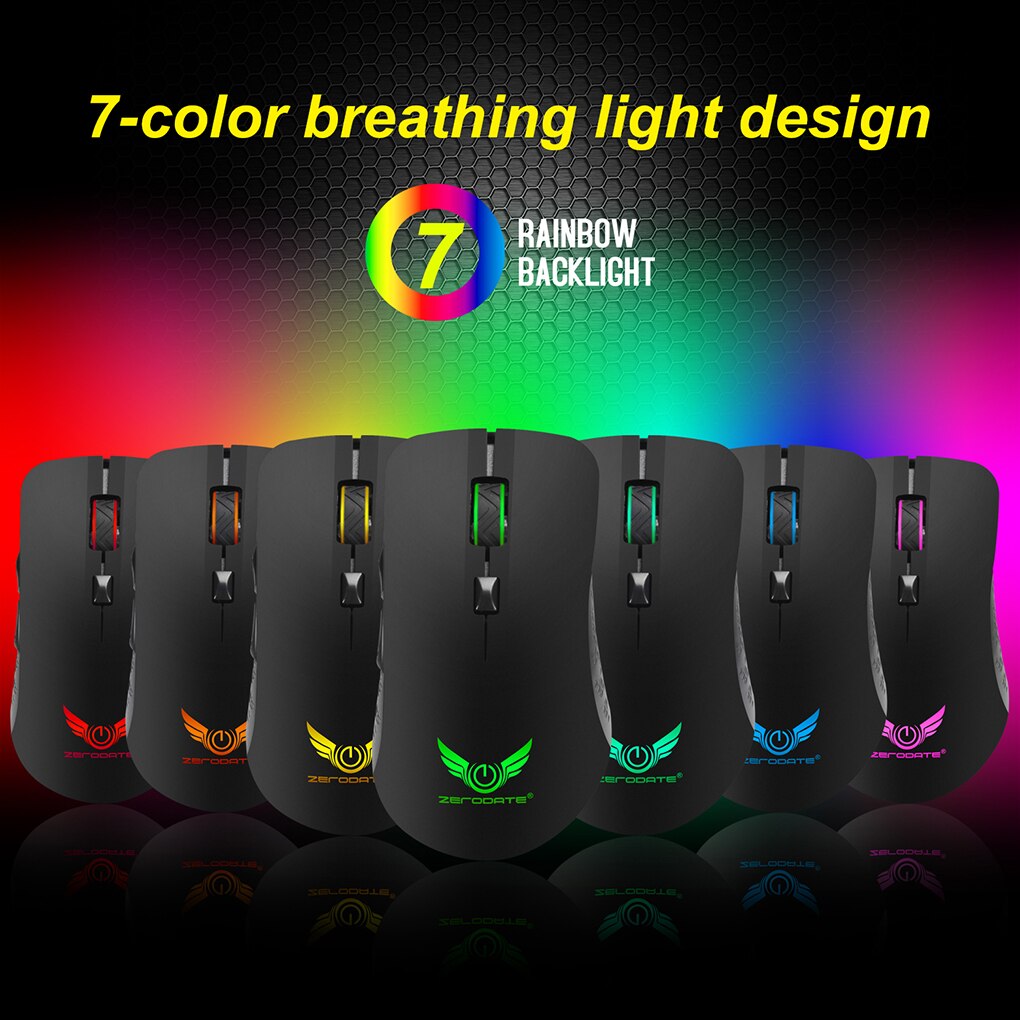 Led Backlight Gaming Muis 2400 Dpi 6 Knoppen Optische 2.4G Draadloze Muis Gamer Professionele Computer Laptop Draagbare Muizen