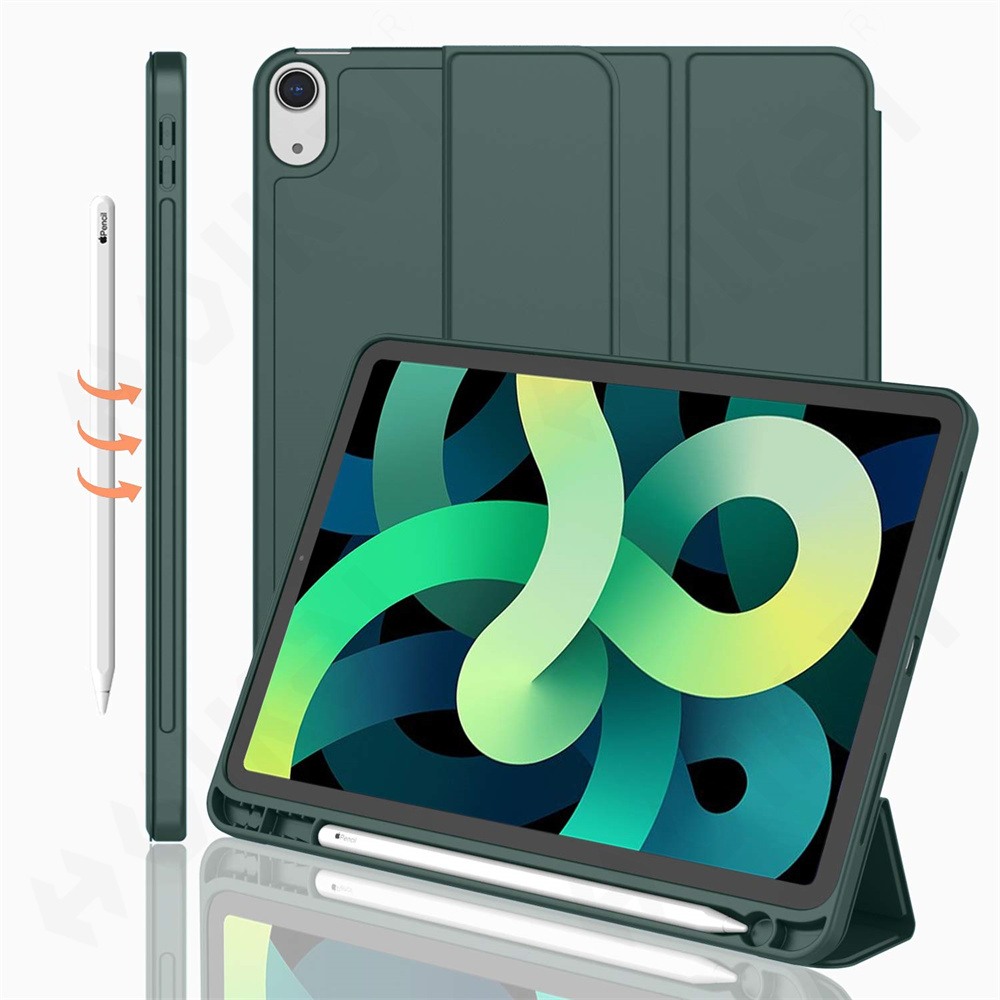 Rotating Case for iPad 11 Air 13 / Air M3 M5 with Pen Holder 360 Degree Protective Stand Cover Auto Wake Sleep: 12.4 / green