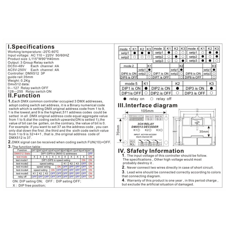 AC110-220V Regler Decoder RGB LED Streifen Lichter DMX512 Relais Verwendung Für LED Lampen