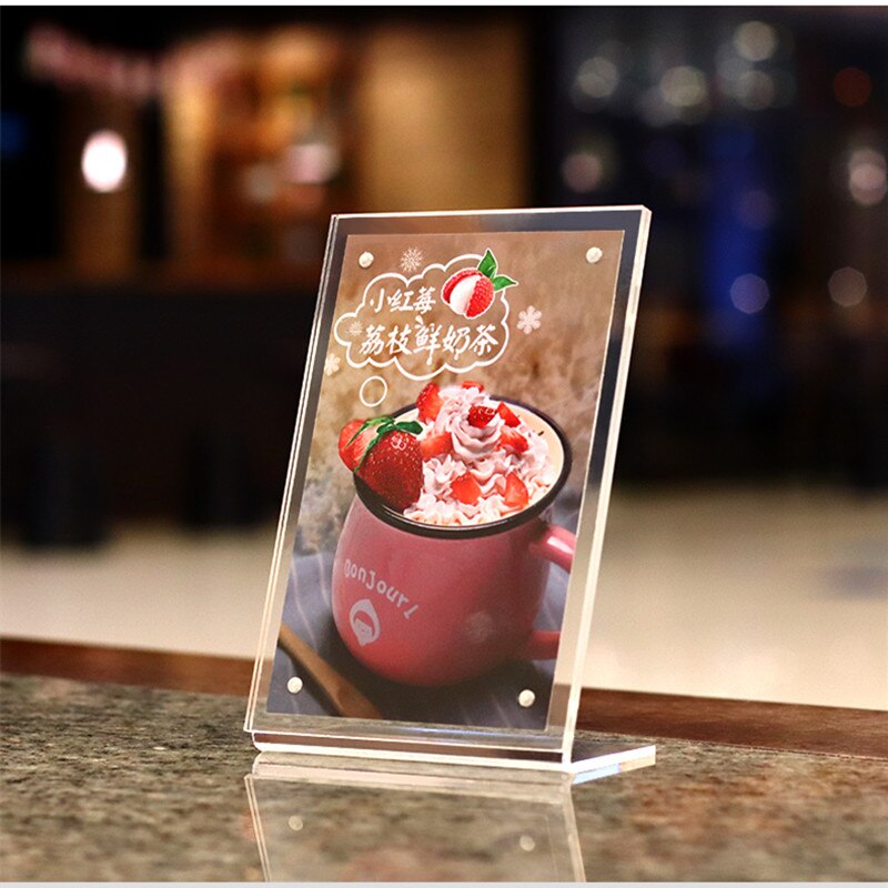 A6 magnet slant back bord pris papir skilt holder display stand transparent akryl menu papir plakat ramme