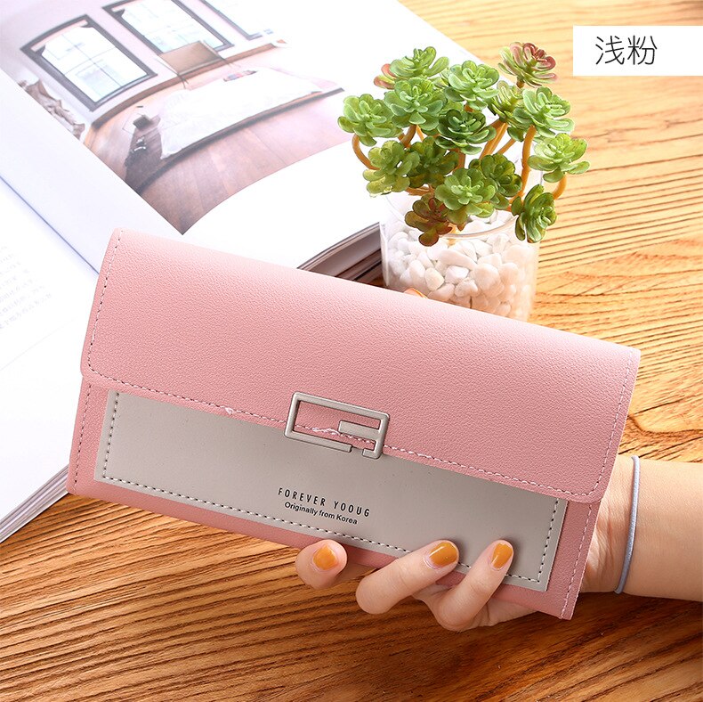 Women&#39;s Long Storage Bracelet, Women&#39;s Large-Capacity Wallet, Mobile Phone Pocket Card Holder: Pink