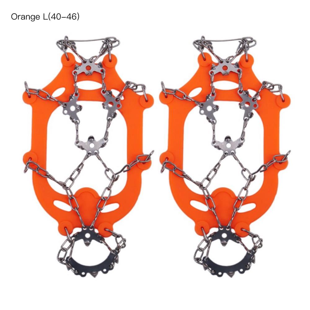 1Pair 18 Teeth Ice Snow Crampons Anti-Slip Climbing Ice Gripper Shoe Covers Spike Cleats Snow Skid Shoe Cover raki Crampon: A Orange L