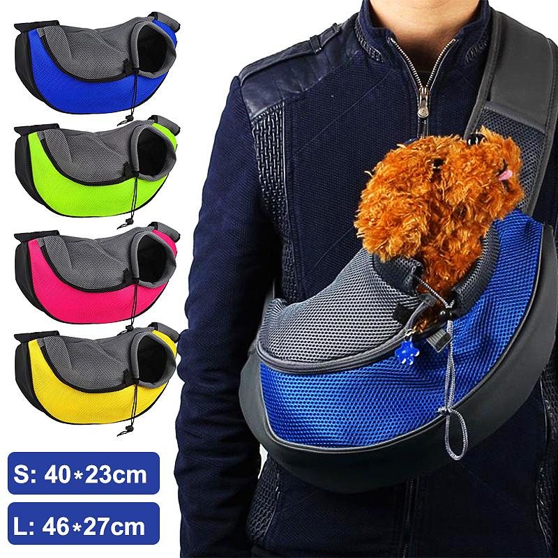 Draagtas voor huisdieren, puppy, hond, outdoor reistas, schoudertas, comfortabele mesh oxford rugzak, voorzakken, s/l