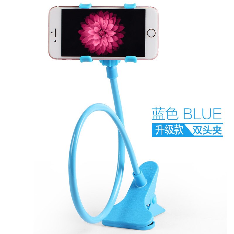 1pc Gooseneck Bed Phone Holder Stand 360°Rotation Adjustment With Spring-loaded Slip Lazy Flexible Mount Holder Bracket: 75CM Blue