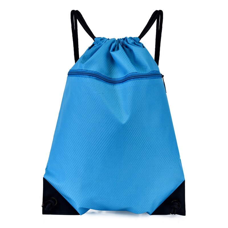 Trekkoord Rijden Rugzak Gym Kleding Schoenen Tas Waterdicht Grote Capaciteit Eco Vriendelijke Opvouwbare String Vrouwen Boodschappentas: Sky Blue-L