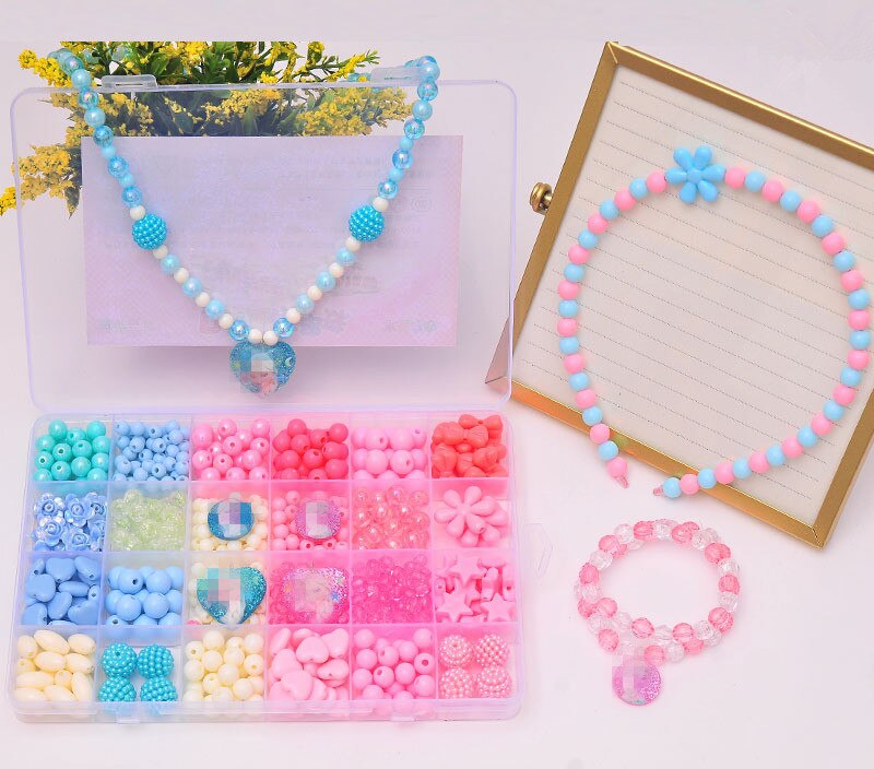 24 Raster Kinderen Diy Handgemaakte Kralen Speelgoed Met Accessoire Set Creatieve Meisje Ketting Armband Om Kinderen De beste Cadeau: b