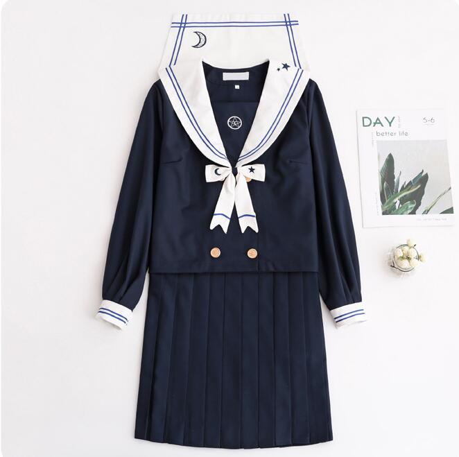 Japanese JK uniform Star Moon Fantasy JK Uniform Skirt, Day Lip, Female Sailor's Dress, Japanese long sleeve Uniform Suit NN-S6B