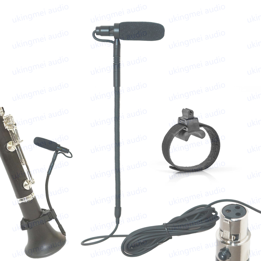Musical Instrument Condenser Gooseneck Microphone System For Guitar Saxophone Violin Piano Cello Bass Clarinet: Golden