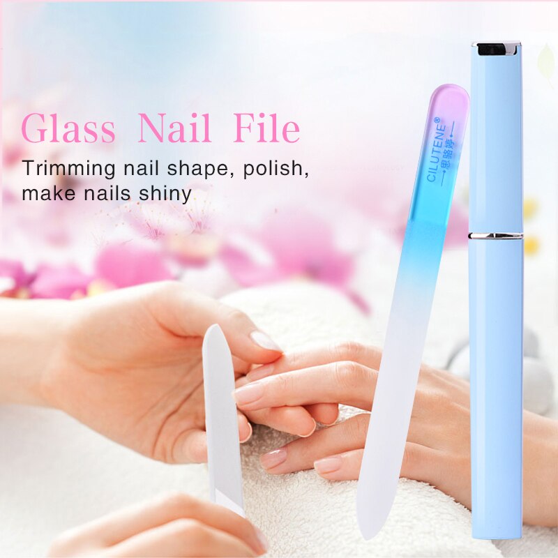Professionele Crystal Glass Nagelvijlen Buffer Manicure Nail Art Decoraties Tool Schuren Buffer Block Pedicure Nail Gereedschap