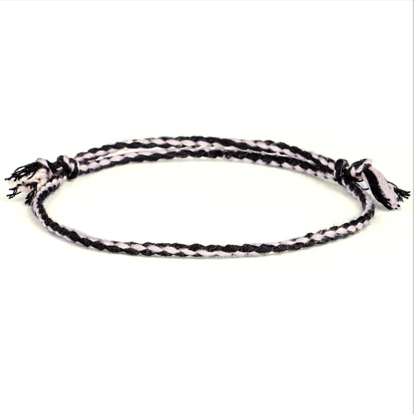 Pulsera de cuerda multicolor trenzada hecha a mano para hombre y mujer, brazalete ajustable étnico, joyería, de pareja: 18