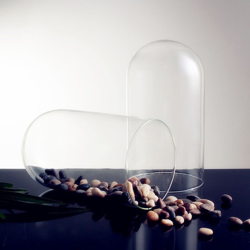 Glass Bell Jar Bell Gass Shade Flowers Glass Dome cap with Wood Base Home Decor decoration vases cover shaped transparent empty