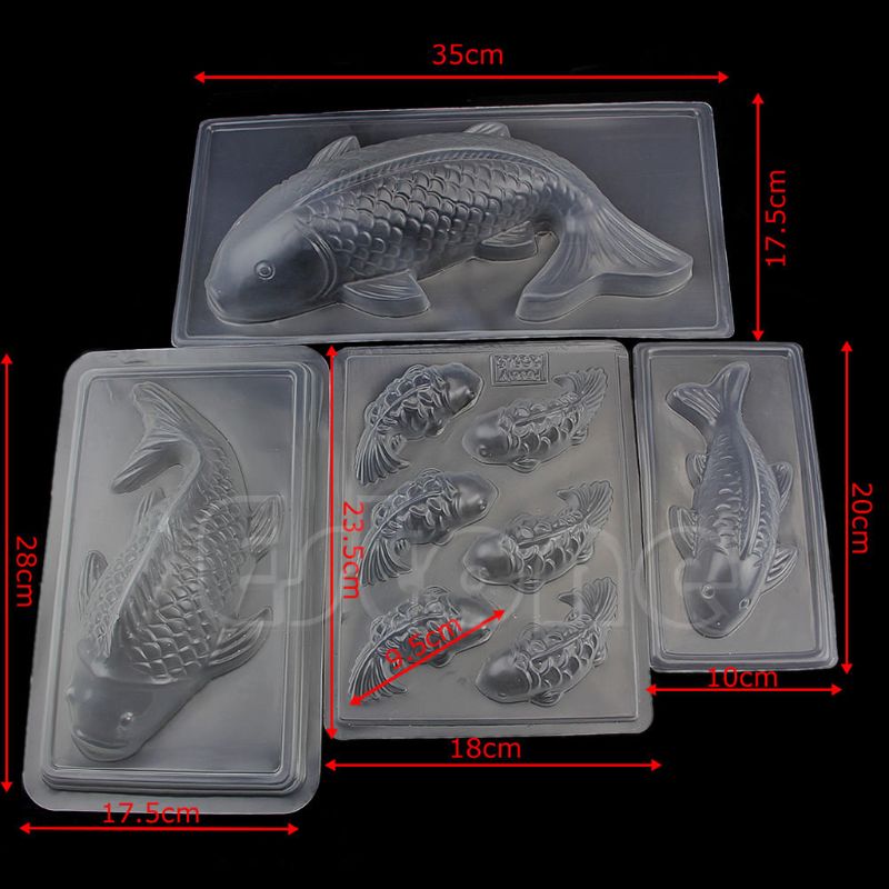 3D Koi Fisch Kunststoff Kuchen Schokolade bilden Gelee Handgemachte Zucker Schimmel DIY 72XF