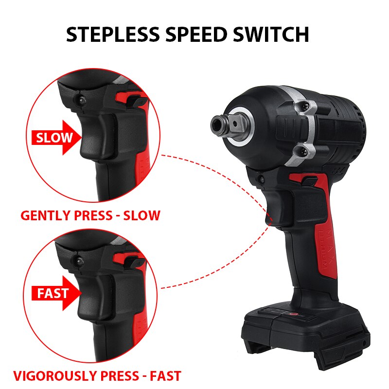 520N.m Electric Brushless Impact 8mm Stepless Speed Rechargeable Power Tool LED Light Construction Woodwork For Makita Battery