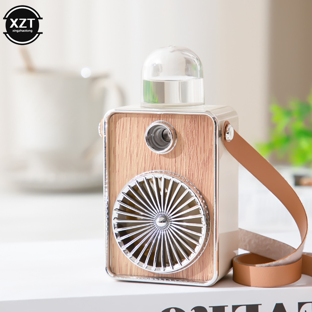 Ventilador elétrico portátil Bladeness, ventilador do pescoço, câmera de refrigeração, mini ventilador, recarregável, USB, verão portátil, 3 em 1: Branco