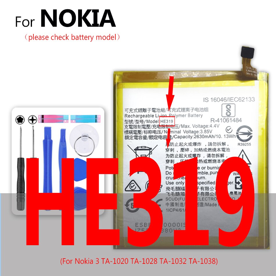 Batería BL 5C/4C HE338 HE319 HE330 HE351 WT240 HE321 HE336 HE345 HE344 HE316 HE317 HE335 para Nokia 2 3 3,1 3,2 5 6 6,1 2112 2118: HE319