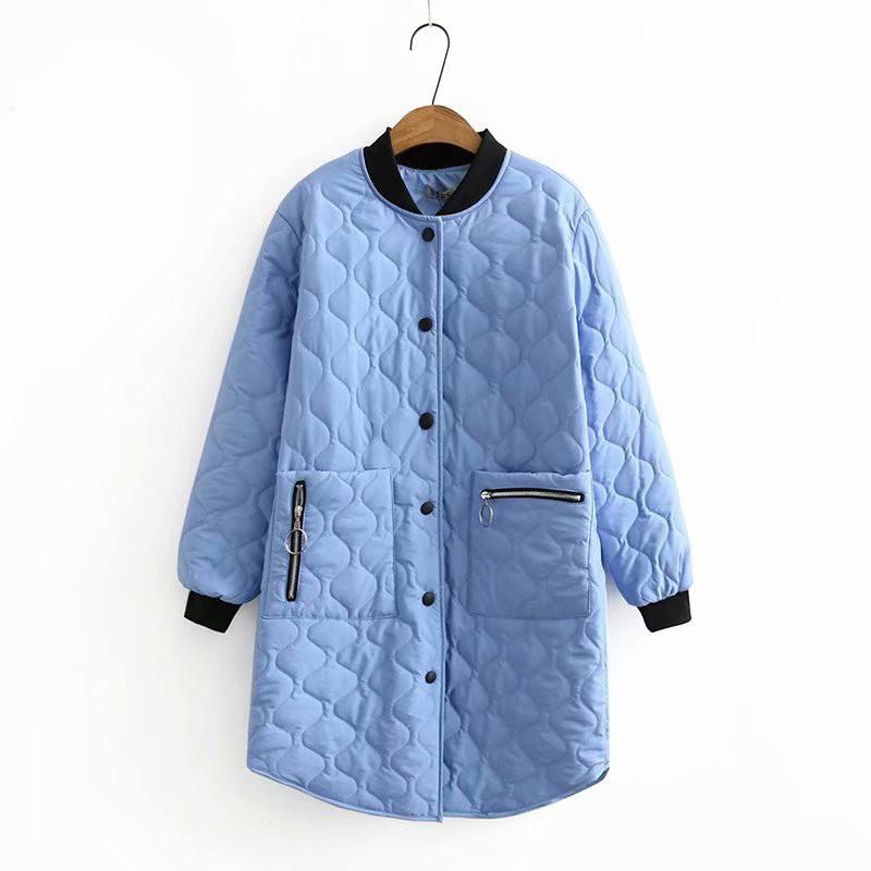 Larga de invierno cálido abrigos para mujer de talla grande de manga completa de estilo coreano Casual chaqueta de mujer Parka para mujeres de talla grande 4XL: blue / XL