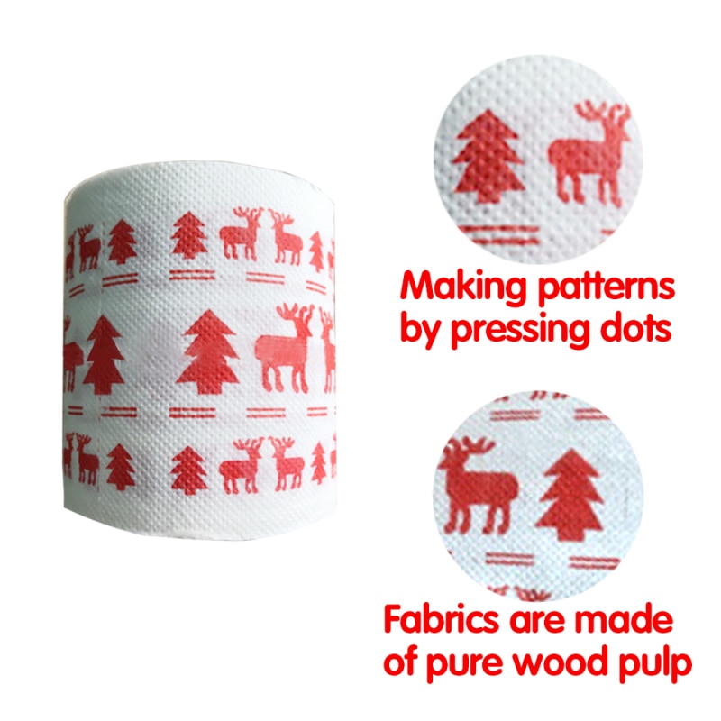 1pcs Roll Paper Santa Toilet Paper Towel Printing Interesting Pattern Family Bathroom Living Room Toilet Paper For Decoration