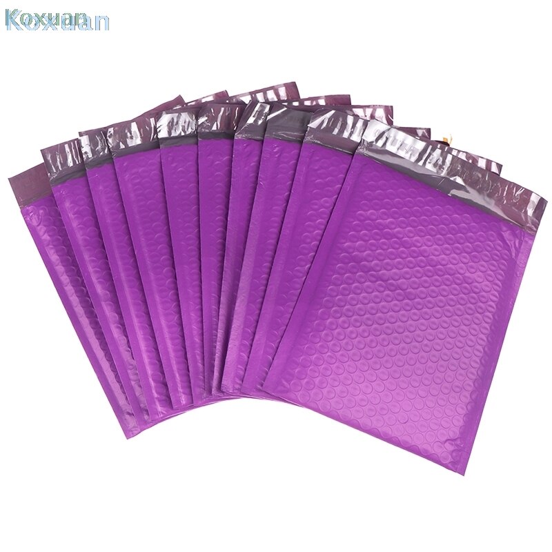 Enveloppes à bulles violettes Poly, enveloppes rembourrées auto-scellantes, sacs pour livre Magazine, courrier doublé auto-scellant 10 pièces