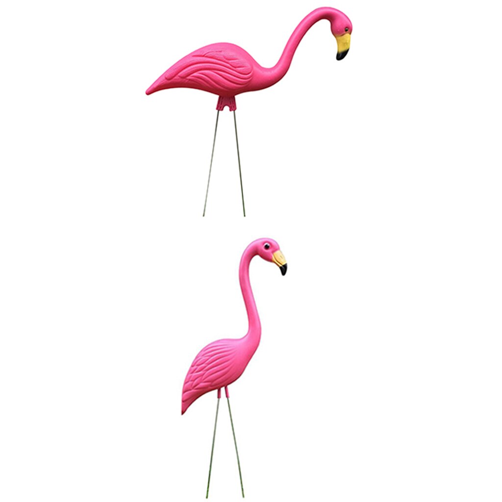 1 Pair Lifelike Pink Flamingo Yard Garden Lawn Art Ornament Decor Statues