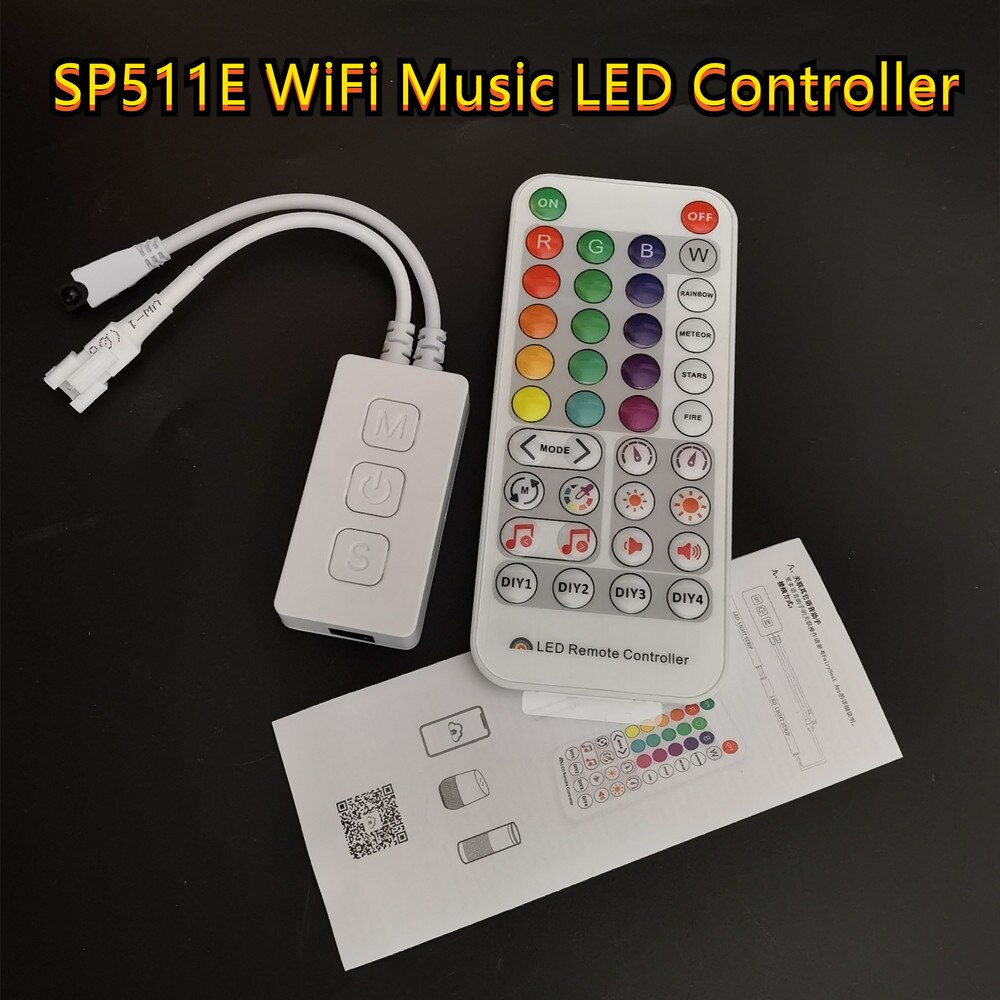 SP511E WiFi Music LED Controller For WS2812b WS2811 Addressable Pixel RGB LED Strip Dual Output Alexa Smart Voice APP Control