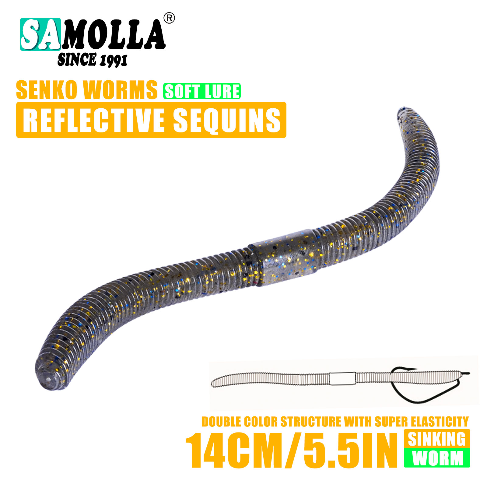10 cm/14 cm 10/15 unids/bolsa cebo suave Senko gusano palo loco cebos de gusano Leurre Souple Wobblers para todos los peces Pesca señuelo de Pesca de lubina: Azul claro