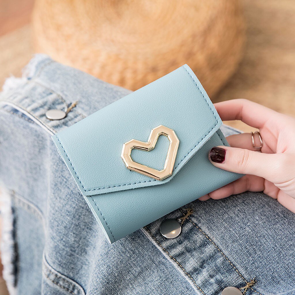 Monedero pequeño de cuero con cremallera y hebilla para mujer, cartera pequeña de cuero con cremallera, monedero de viaje, tarjetero,: Azul