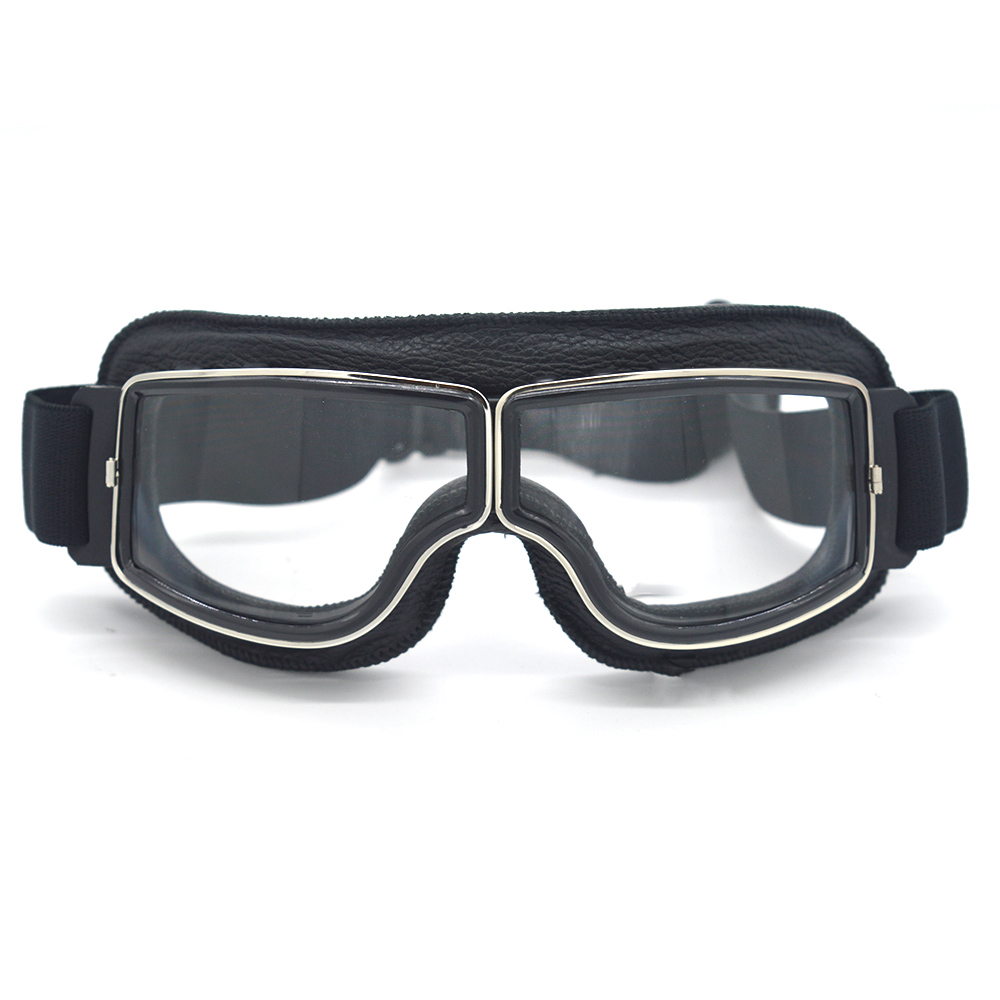 Gafas de para motocicleta, lentes de cuero Retro para casco Jet, ciclismo, todoterreno, Steampunk