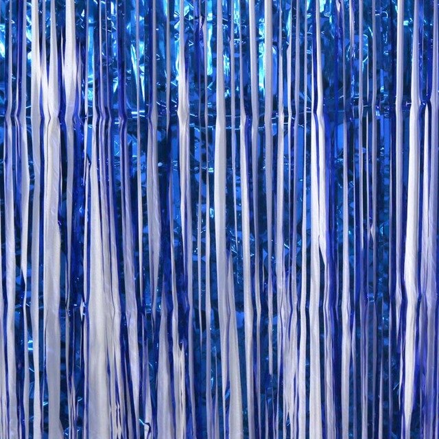 2 M Goud Zilver Blauw Roze Folie Fringe Klatergoud Gordijn Kwastje Klatergoud Folie Fringe Gordijnen voor Party Foto Achtergrond Wedding Decor: blue