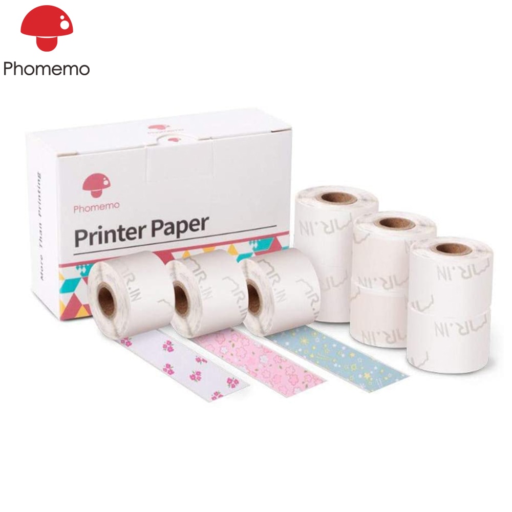 Phomemo liten etikett papir for  m02s klebrig lapper mønstret termisk klistremerke for  m02 pro printer sort karakter termisk papirrull