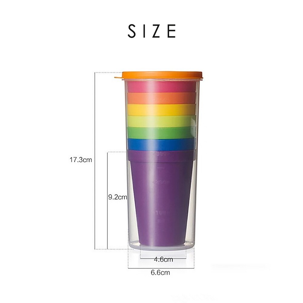 7 stuks/set 7 kleuren draagbare regenboog pak beker picknick toerisme plastic bekers mok plastic bekers watergevecht set kinderen drinkbeker