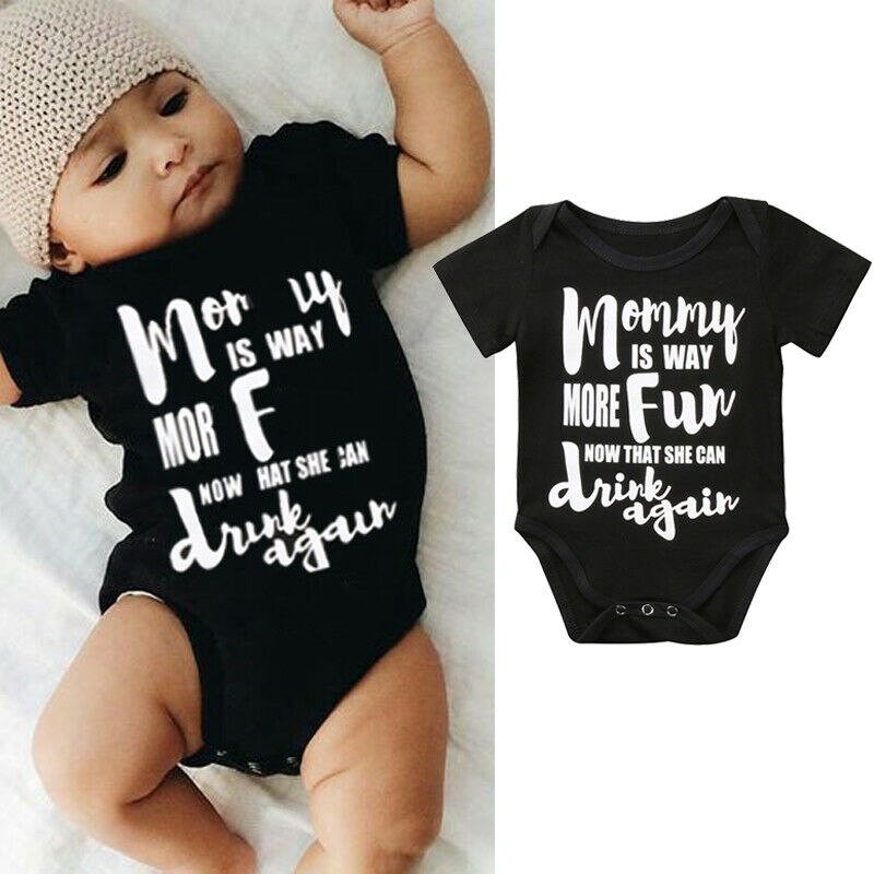 Pasgeboren Kinderen Baby Boy Meisje Blackl Grappige Romper Casual Zomer Kleding Outfit