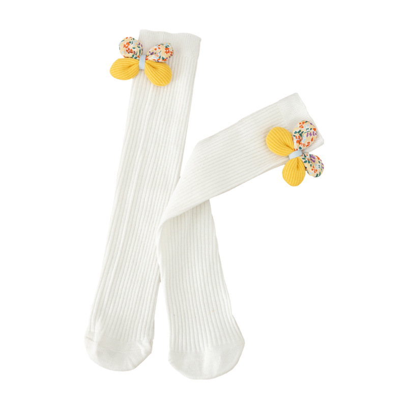 Chaussettes en coton peigné sans talon pour filles, bas de printemps et d'automne à mollet, princesse à fleurs, pour enfants de 1 à 15 ans