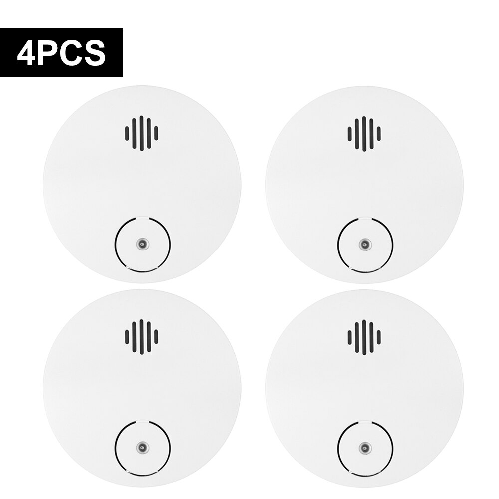 Wireless Smoke Detector Photoelectric Fire Alarm Battery-Powered Light Sound Warning Fire Safety For Home Security Alarm System: 4 PCS