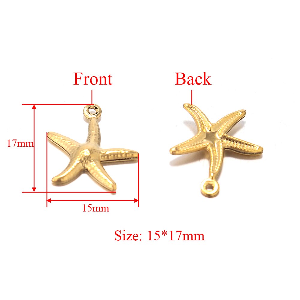 Semitree 20 stücke 15mm Edelstahl Gold Seestern Charme Anhänger Halskette Erkenntnisse Armbinde Charme, sterben DIY Schmuck Zubehör